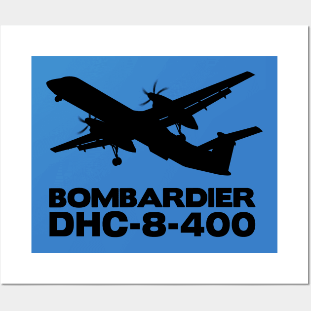 Bombardier Dash 8-400 Silhouette Print (Black) Wall Art by TheArtofFlying